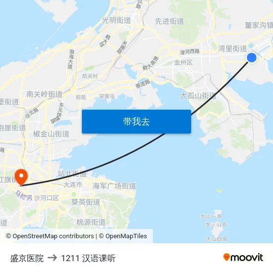 盛京医院 to 1211 汉语课听 map