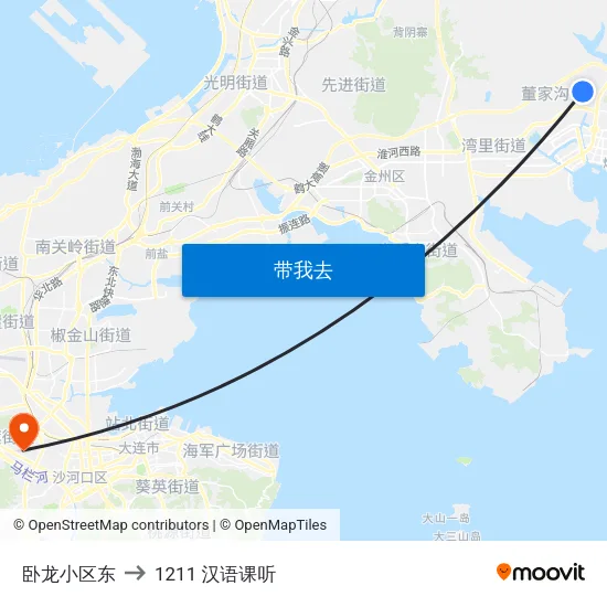 卧龙小区东 to 1211 汉语课听 map
