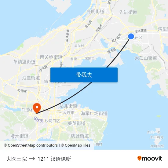 大医三院 to 1211 汉语课听 map