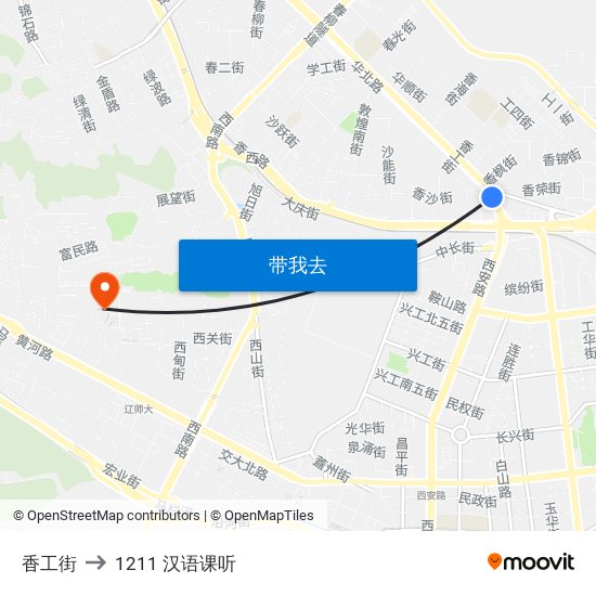 香工街 to 1211 汉语课听 map