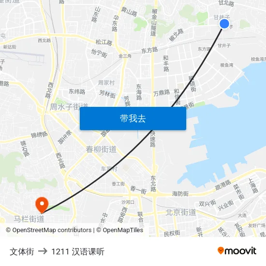 文体街 to 1211 汉语课听 map