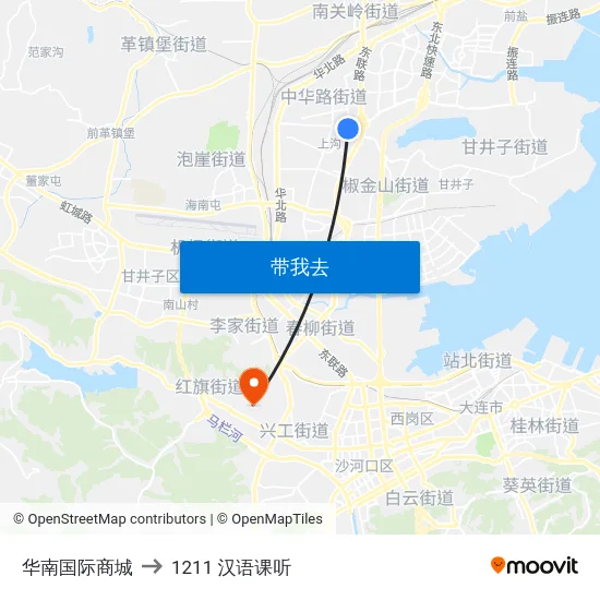 华南国际商城 to 1211 汉语课听 map