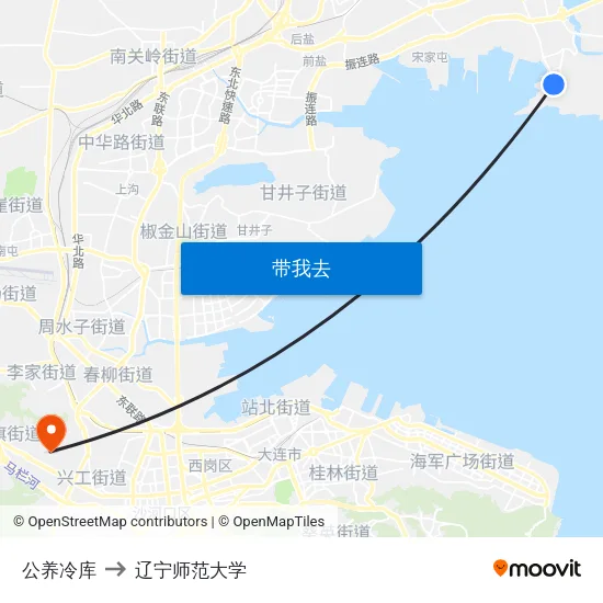 公养冷库 to 辽宁师范大学 map