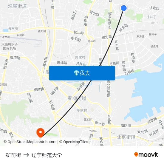 矿前街 to 辽宁师范大学 map