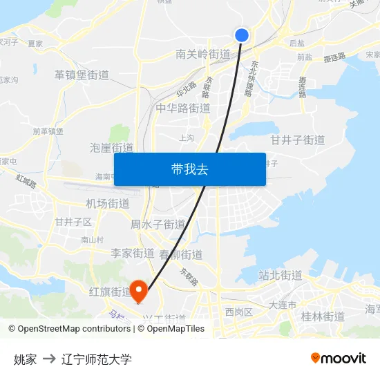 姚家 to 辽宁师范大学 map