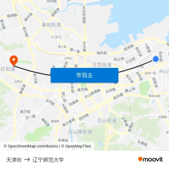 天津街 to 辽宁师范大学 map