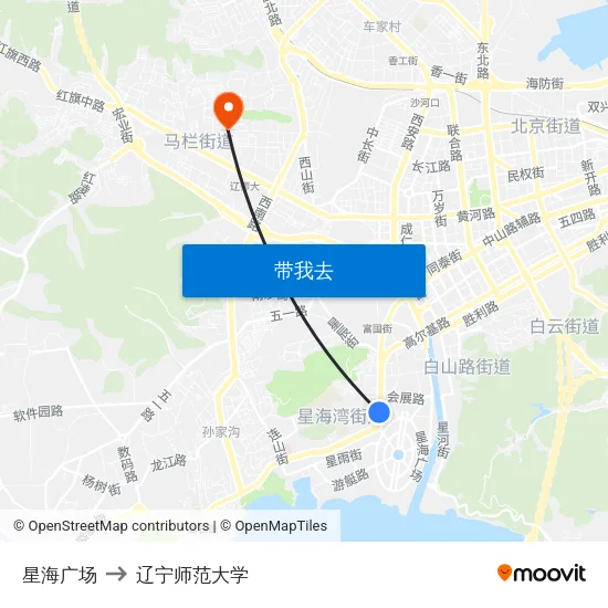 星海广场 to 辽宁师范大学 map