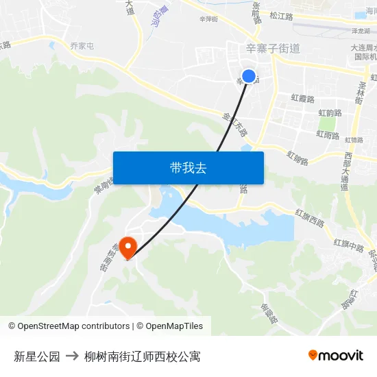 新星公园 to 柳树南街辽师西校公寓 map
