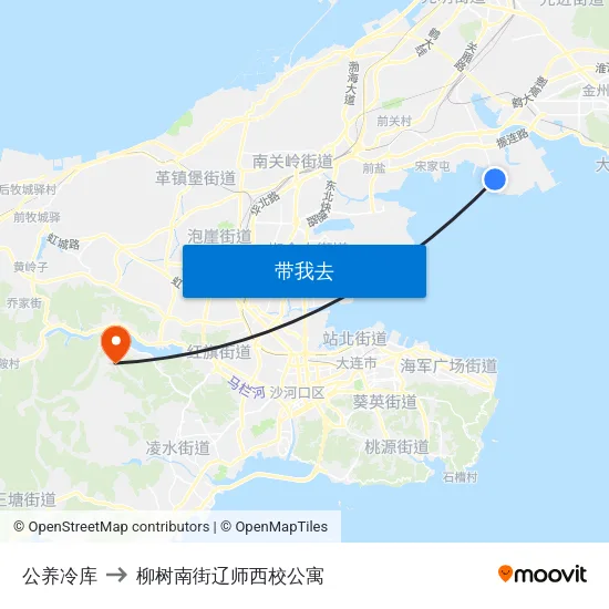 公养冷库 to 柳树南街辽师西校公寓 map