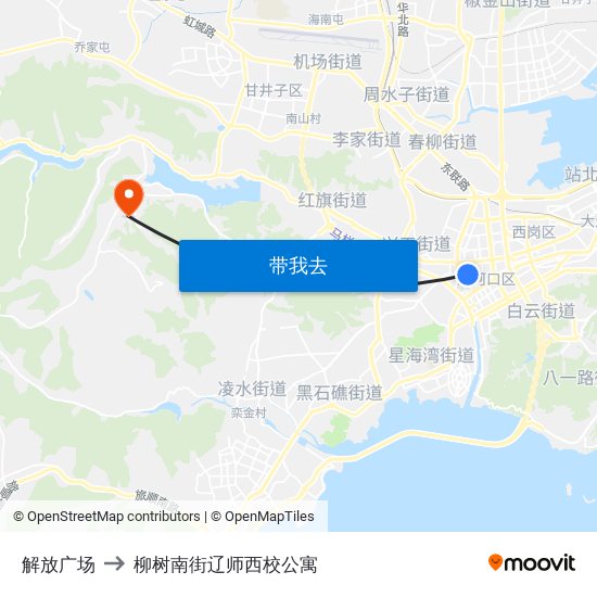 解放广场 to 柳树南街辽师西校公寓 map