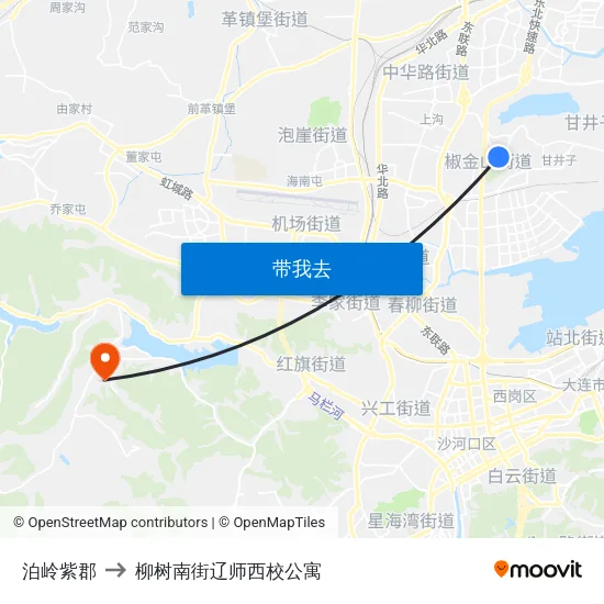 泊岭紫郡 to 柳树南街辽师西校公寓 map