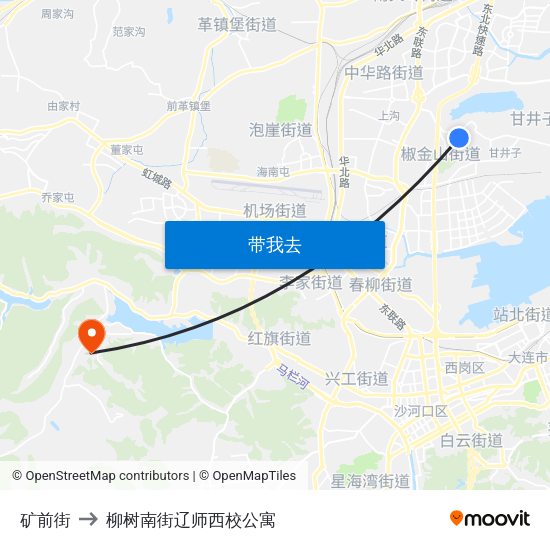 矿前街 to 柳树南街辽师西校公寓 map