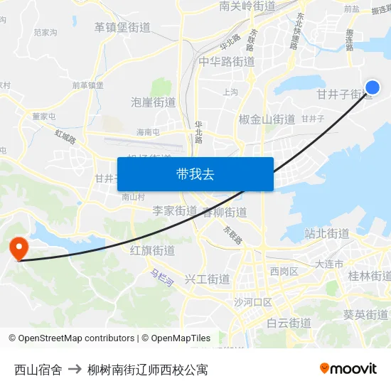 西山宿舍 to 柳树南街辽师西校公寓 map