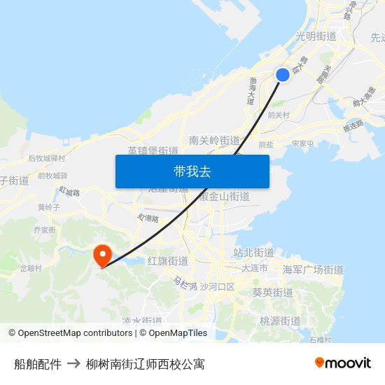 船舶配件 to 柳树南街辽师西校公寓 map