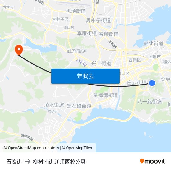 石峰街 to 柳树南街辽师西校公寓 map
