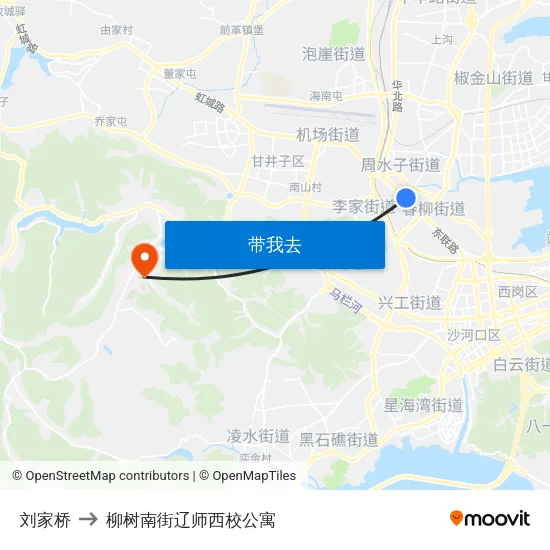 刘家桥 to 柳树南街辽师西校公寓 map