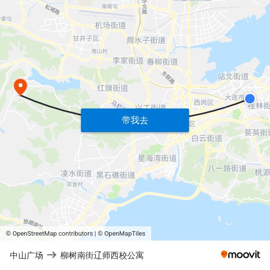 中山广场 to 柳树南街辽师西校公寓 map
