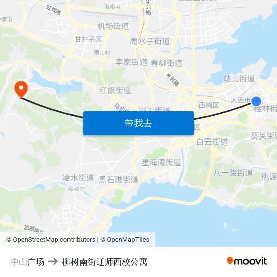 中山广场 to 柳树南街辽师西校公寓 map