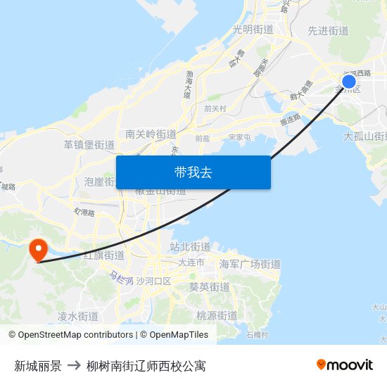 新城丽景 to 柳树南街辽师西校公寓 map