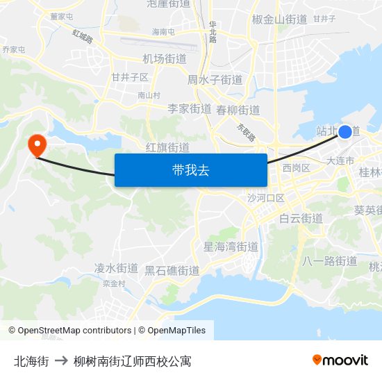 北海街 to 柳树南街辽师西校公寓 map