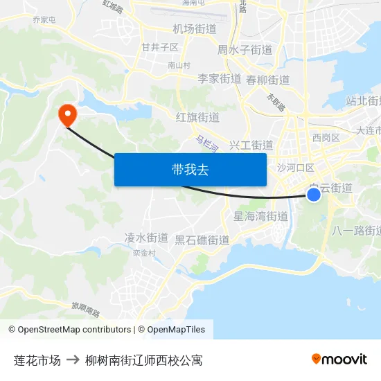 莲花市场 to 柳树南街辽师西校公寓 map