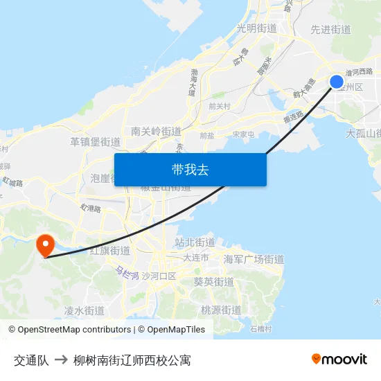 交通队 to 柳树南街辽师西校公寓 map