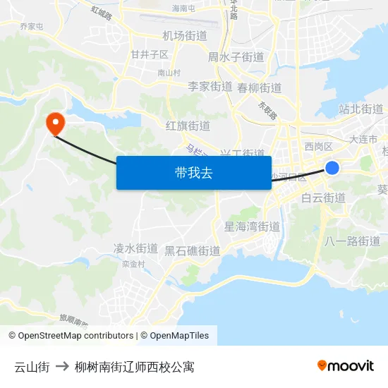 云山街 to 柳树南街辽师西校公寓 map
