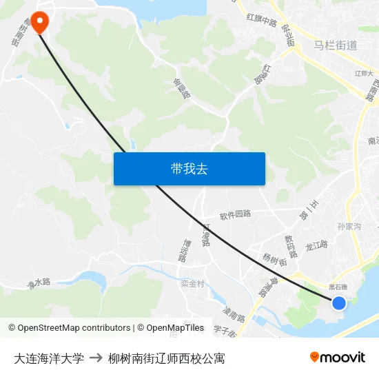 大连海洋大学 to 柳树南街辽师西校公寓 map