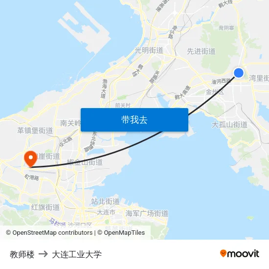 教师楼 to 大连工业大学 map