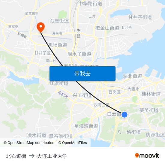 北石道街 to 大连工业大学 map