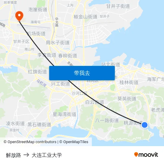 解放路 to 大连工业大学 map