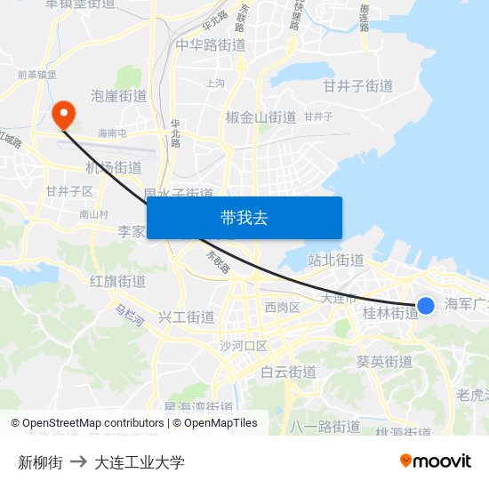 新柳街 to 大连工业大学 map
