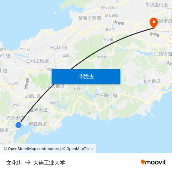 文化街 to 大连工业大学 map