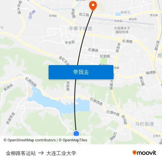 金柳路客运站 to 大连工业大学 map