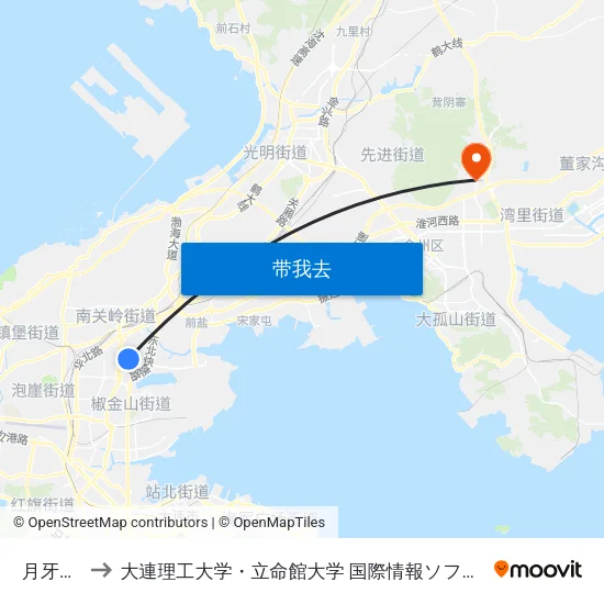 月牙泉路 to 大連理工大学・立命館大学 国際情報ソフトウェア学部 map