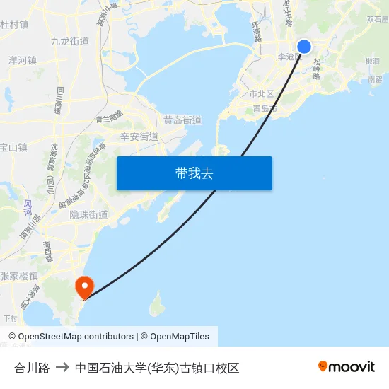 合川路 to 中国石油大学(华东)古镇口校区 map