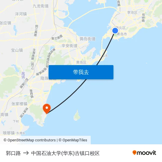 郭口路 to 中国石油大学(华东)古镇口校区 map