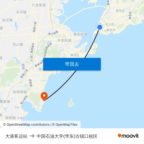 大港客运站 to 中国石油大学(华东)古镇口校区 map