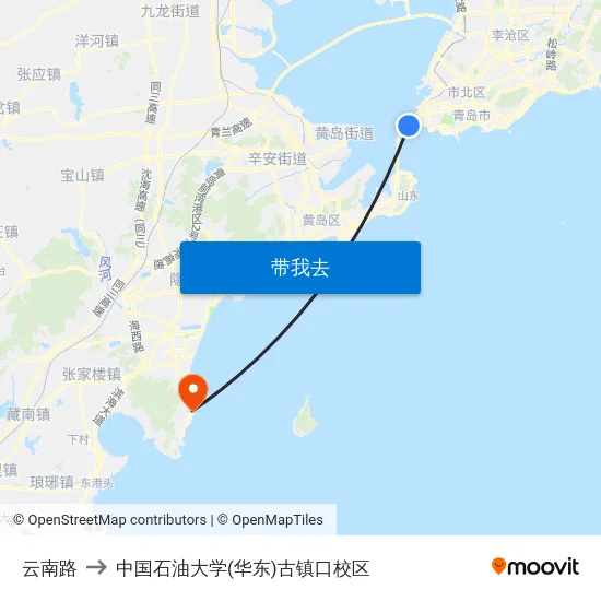 云南路 to 中国石油大学(华东)古镇口校区 map