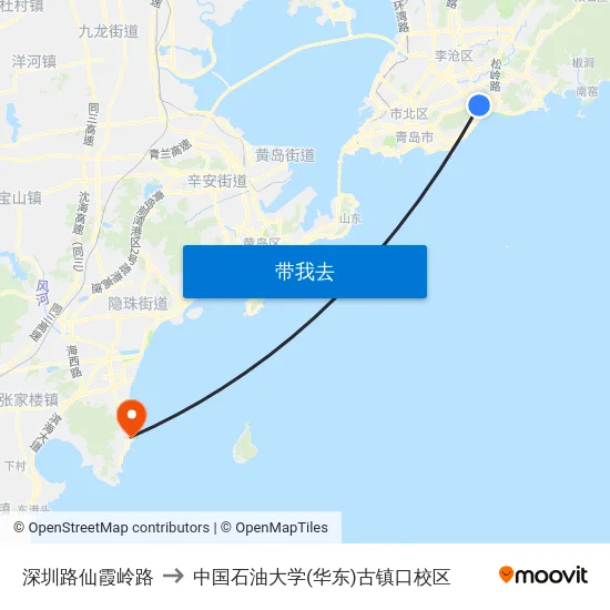 深圳路仙霞岭路 to 中国石油大学(华东)古镇口校区 map
