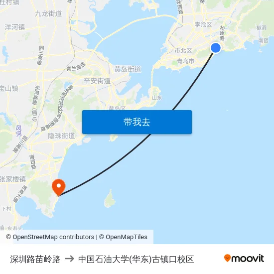深圳路苗岭路 to 中国石油大学(华东)古镇口校区 map