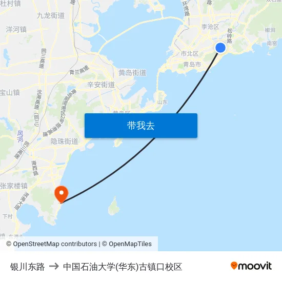 银川东路 to 中国石油大学(华东)古镇口校区 map