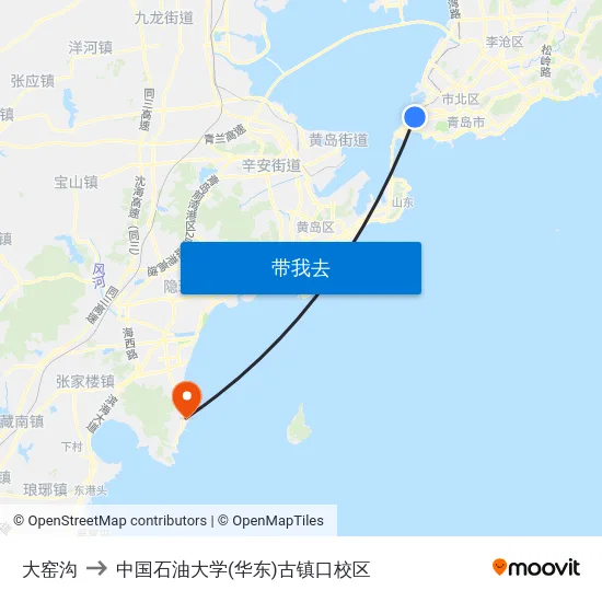 大窑沟 to 中国石油大学(华东)古镇口校区 map