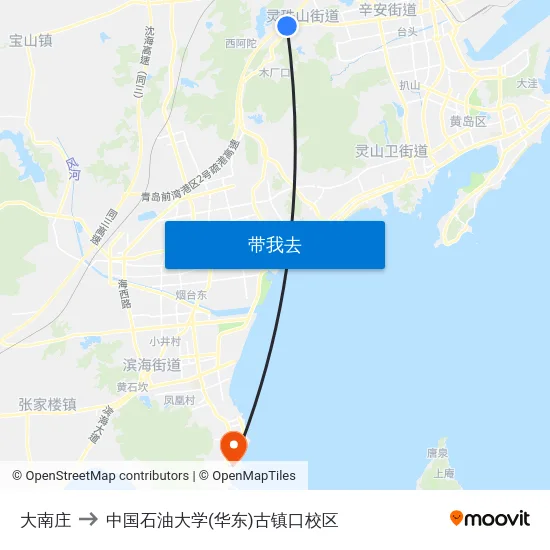 大南庄 to 中国石油大学(华东)古镇口校区 map