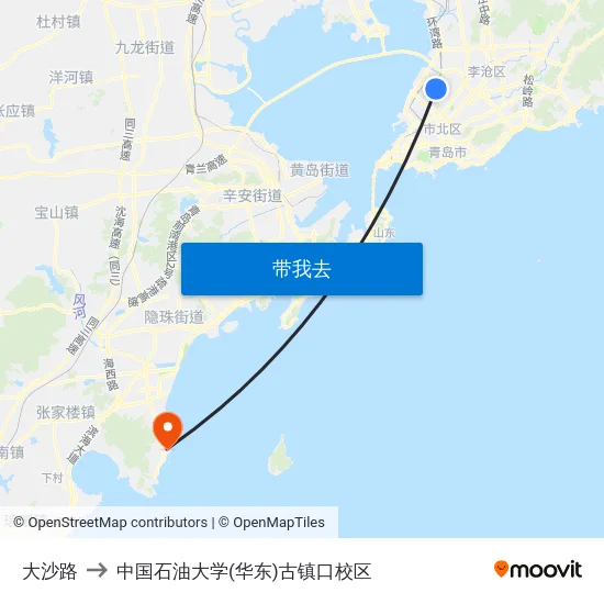 大沙路 to 中国石油大学(华东)古镇口校区 map