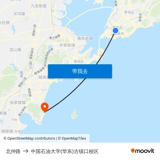 北仲路 to 中国石油大学(华东)古镇口校区 map
