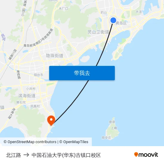 北江路 to 中国石油大学(华东)古镇口校区 map