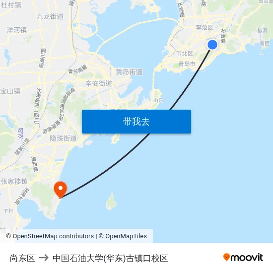 尚东区 to 中国石油大学(华东)古镇口校区 map