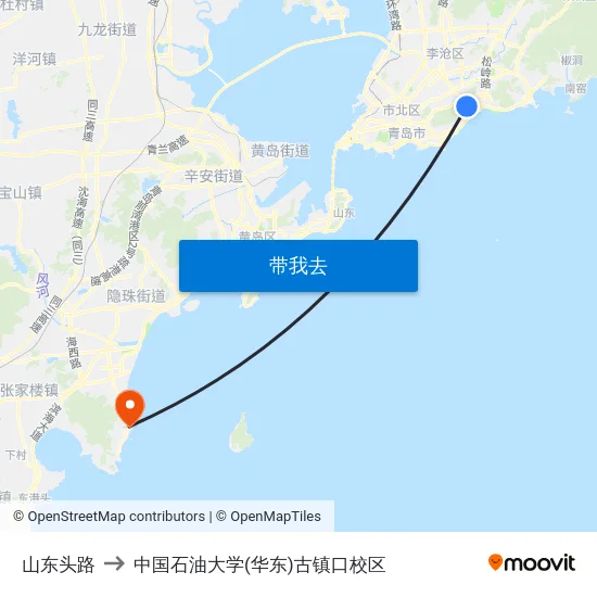 山东头路 to 中国石油大学(华东)古镇口校区 map