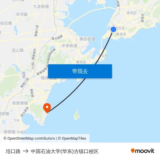 埕口路 to 中国石油大学(华东)古镇口校区 map